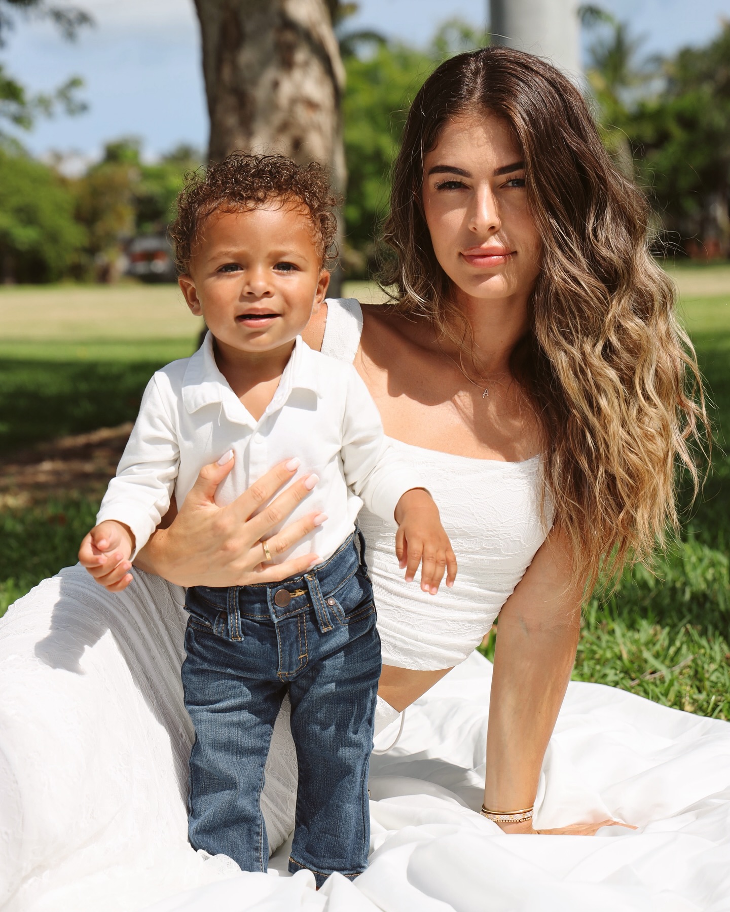Cyd Rose with her child in a serene moment